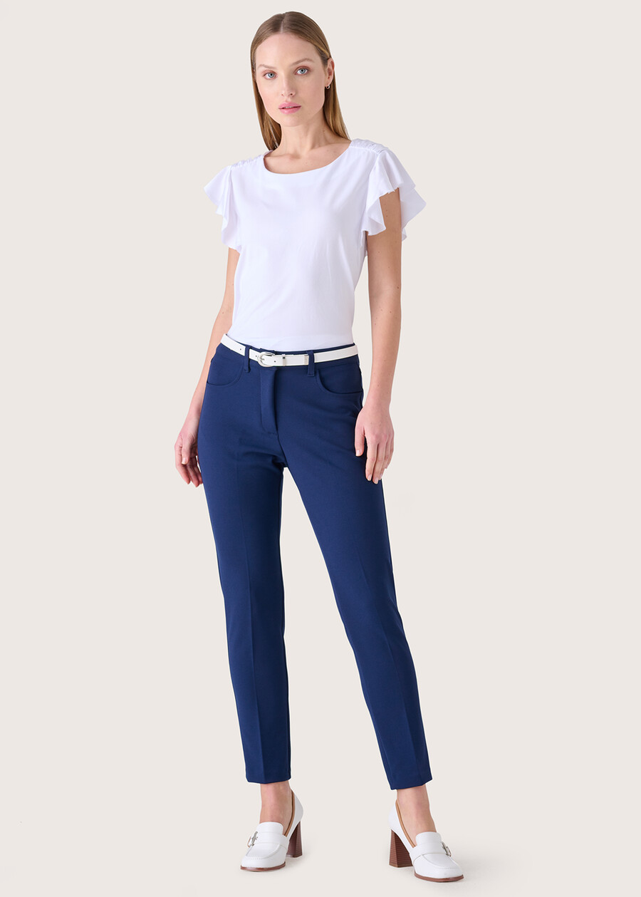 Kate screp fabric trousers BLUE OLTREMARE  Woman , image number 1