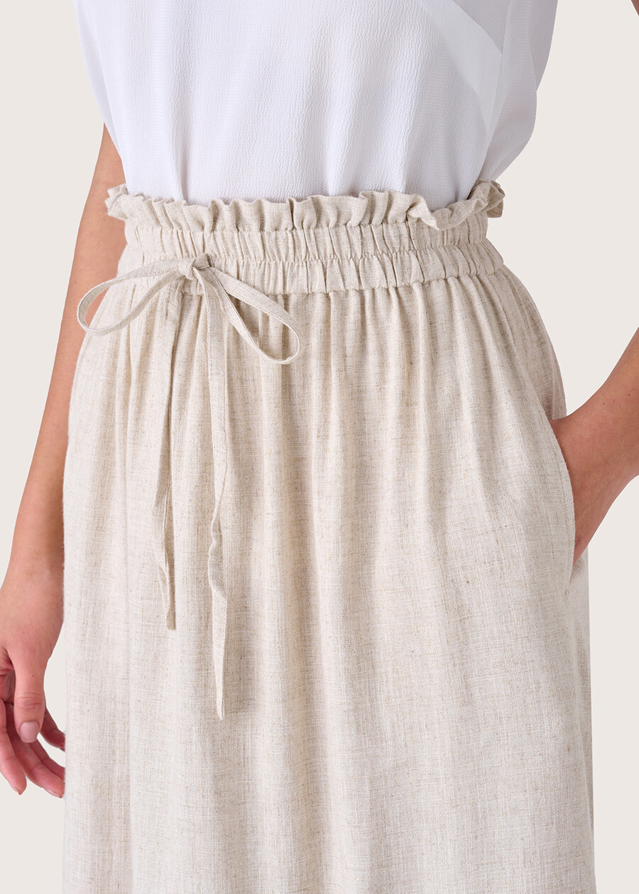 Gonna Gienah in lino e viscosa BEIGE SAFARI Donna , immagine n. 3