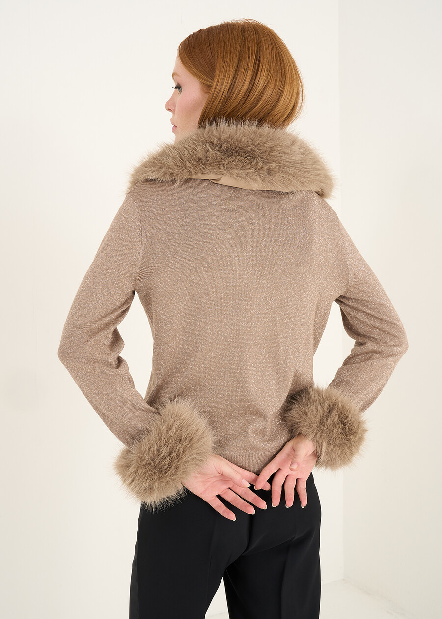 Colett cardigan with faux fur NERO BLACKGOLD Woman , image number 4