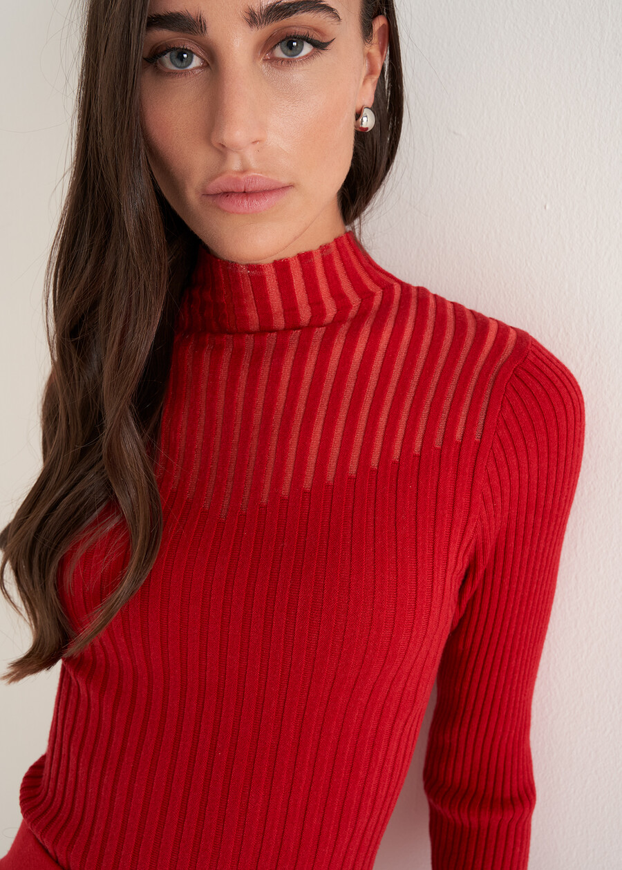 Matilde ribbed turtleneck sweater ROSSOBEIGE LATTE Woman , image number 2
