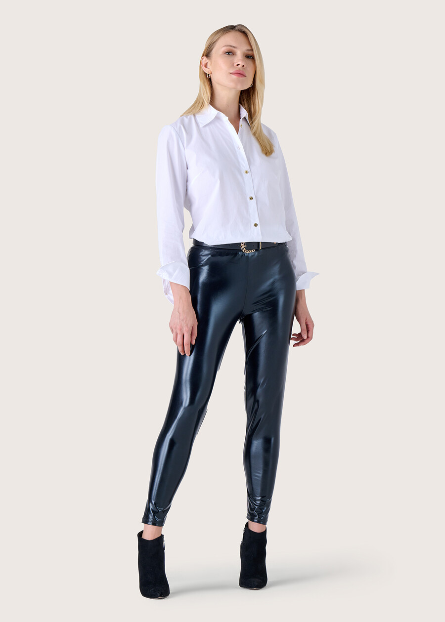 Leggings Lizzie in ecopelle NERO BLACKGRIGIO GUN METAL Donna , immagine n. 1