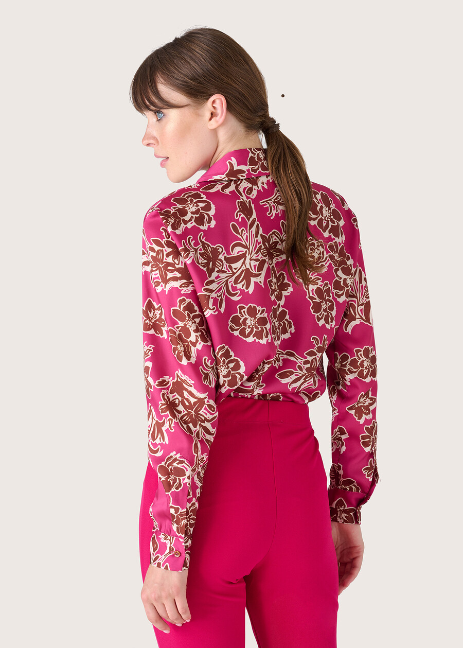 Camicia Alessia in tessuto satin VIOLA BEGONIAVERDE POKER Donna , immagine n. 3