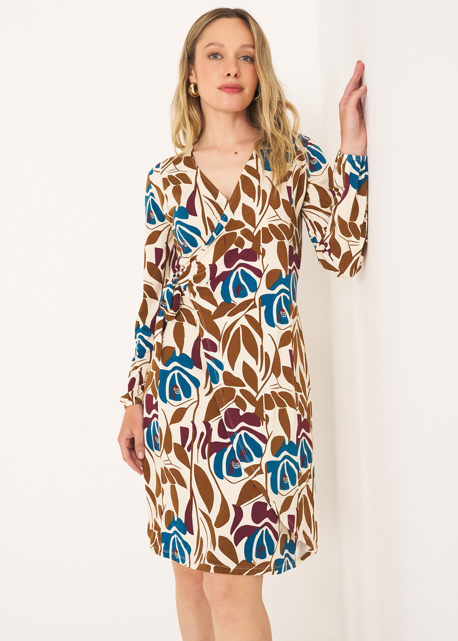 Azur floral wrap-effect dress VIOLA MELANZANA Woman , image number 2