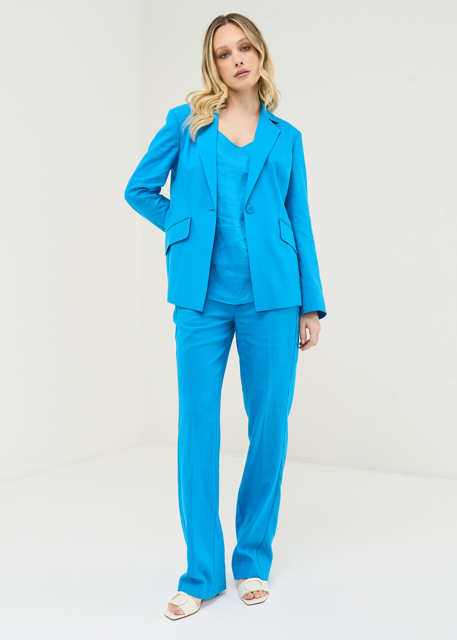 Giorgia-O linen blend trousers BLUROSABIANCO WHITEROSA FUCSIA Woman , image number 1