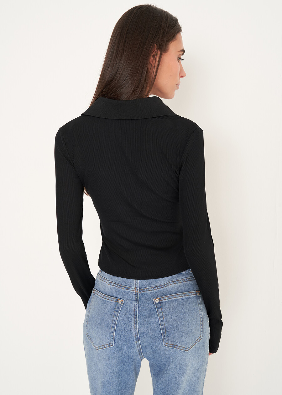 T-shirt Seymur con collo a camicia NERO BLACK Donna , immagine n. 4