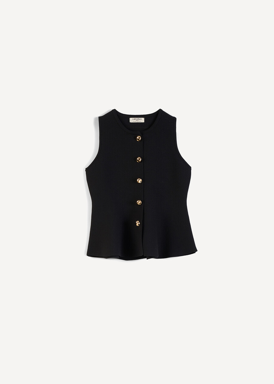 Gilet Gaia in punto Firenze con bottoni NERO Donna , immagine n. 5