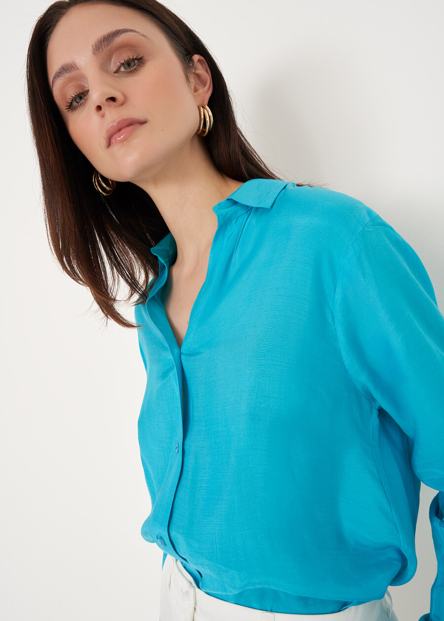 Campbell silk and viscose shirt BLUBEIGE LATTEBLUE TURCHESEVIOLA MULBERRY Woman , image number 4