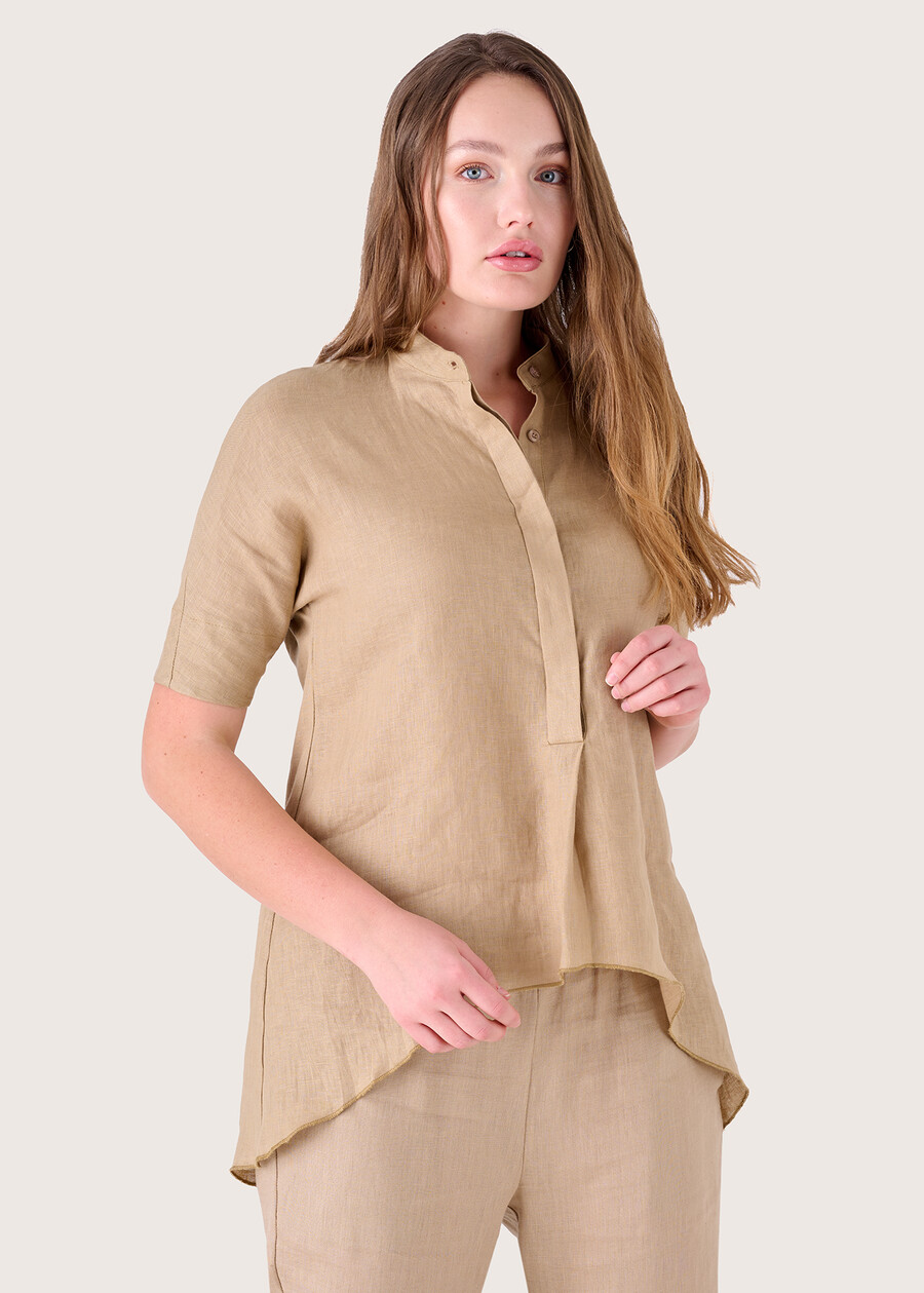 Crissy 100% linen shirt MARRONE TABACCO Woman , image number 1
