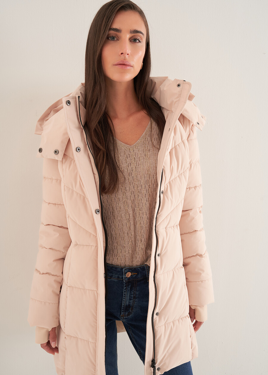 Prince padded coat with belt NERO BLACKBEIGE ECRU Woman , image number 2