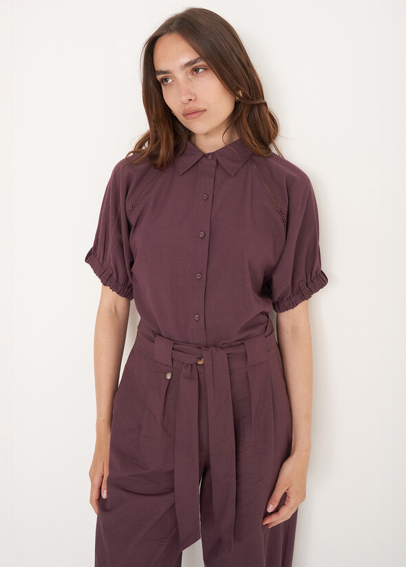Camicia Catty in viscosa e lino
 VIOLA MELANZANA Donna null