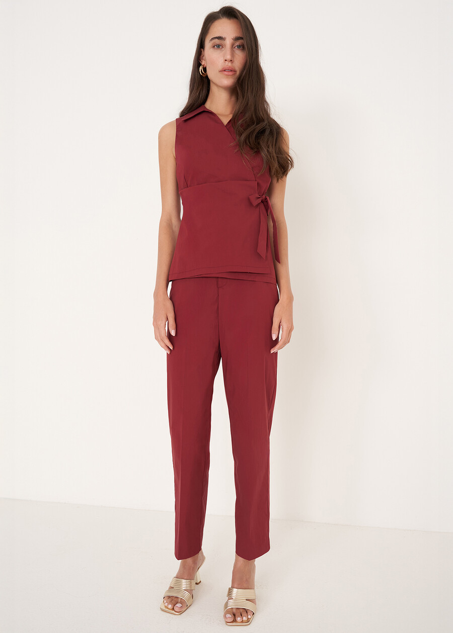 Pantaloni Principe in cotone ROSSO BORDEAUX Donna , immagine n. 1