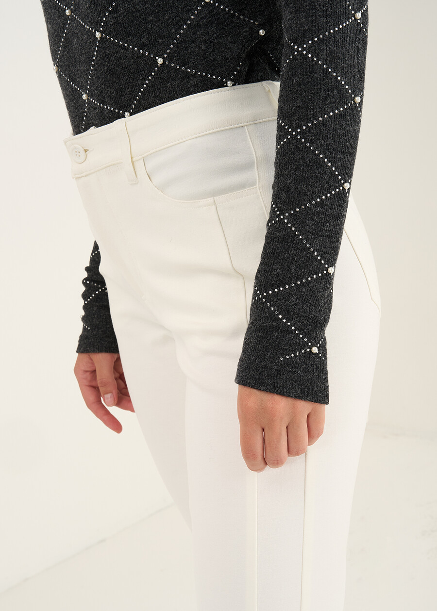 Pantaloni Kate Runner in punto Milano BEIGE LATTEBLU Donna , immagine n. 3