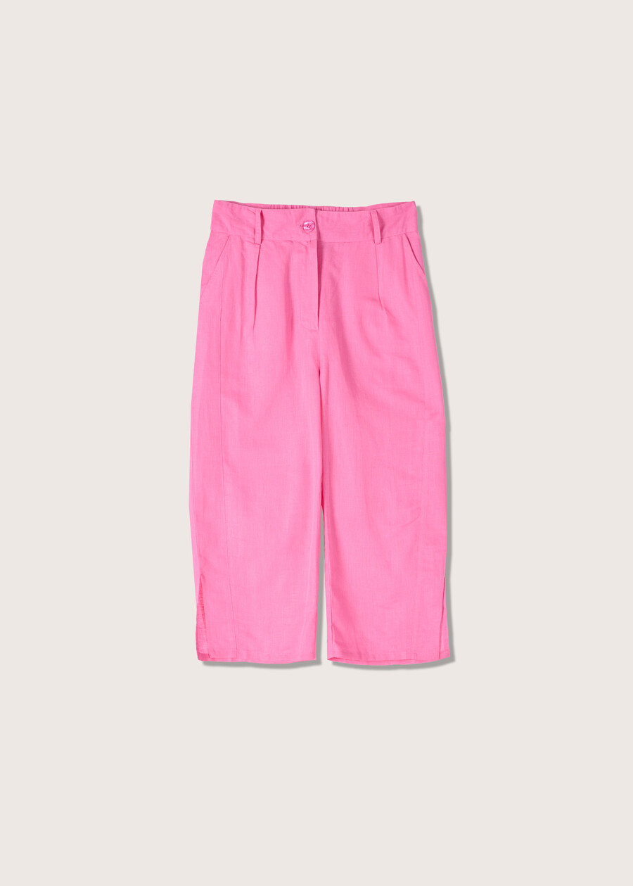 Becrux linen and cotton capri trousers ROSA IBISCUS Woman , image number 5
