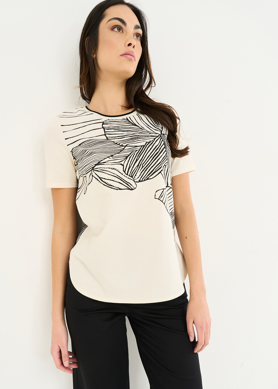 Sunny patterned cotton T-shirt BIANCO WHITE Woman , image number 1