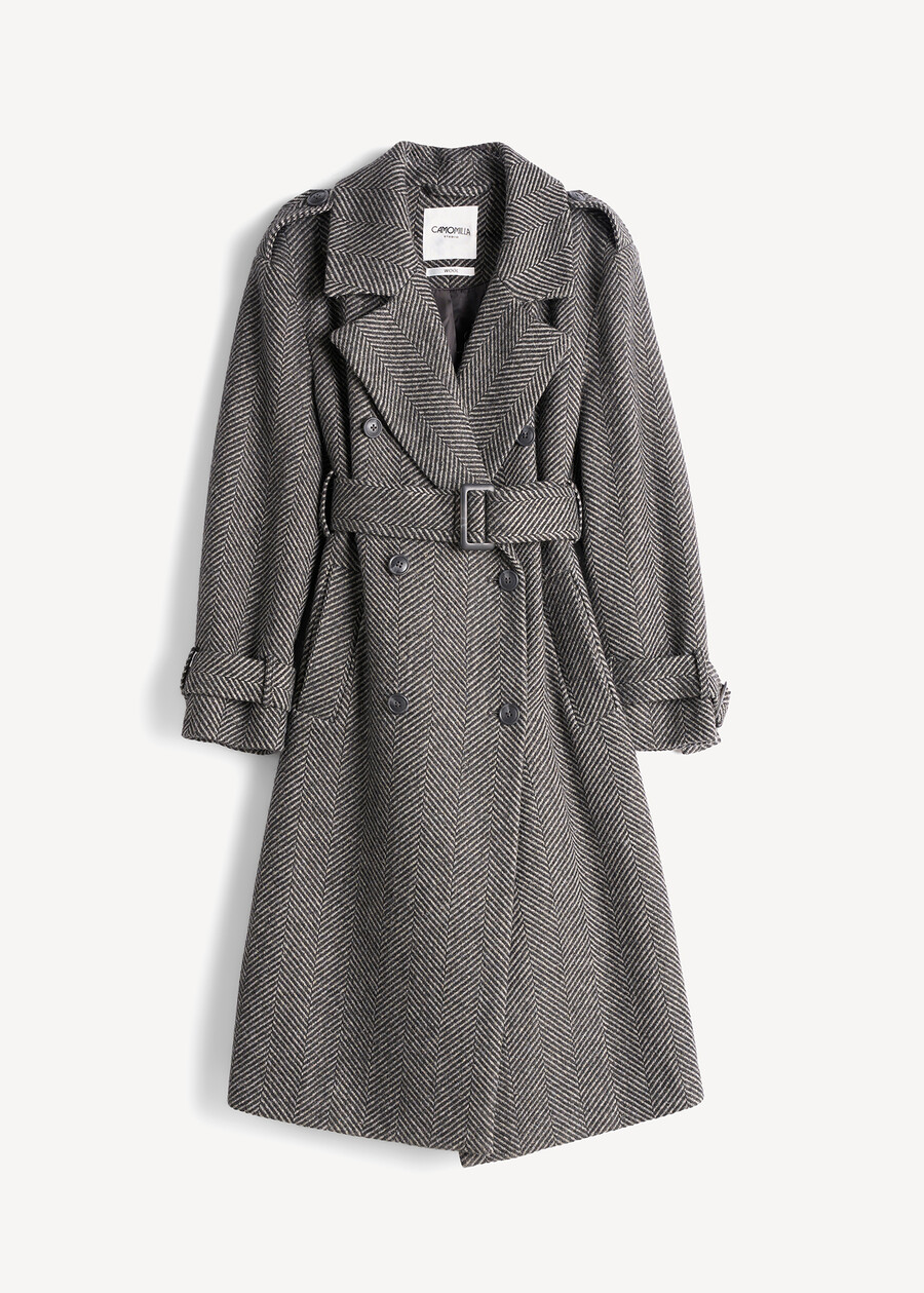 Charlot herringbone trench coat GRIGIO GREY Woman , image number 7