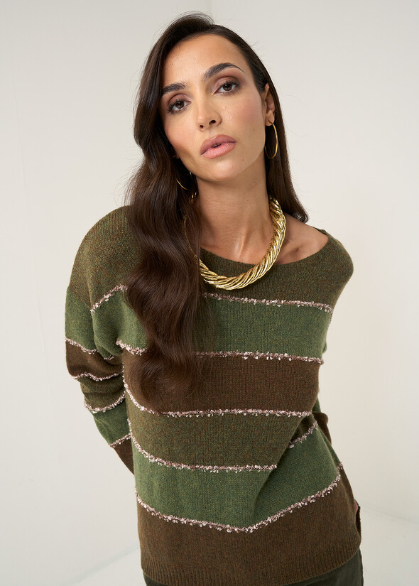 Milk shaded stripe knit MARRONE MOKA Woman null