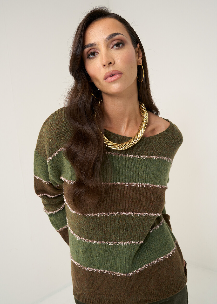 Milk shaded stripe knit MARRONE MOKA Woman , image number 1