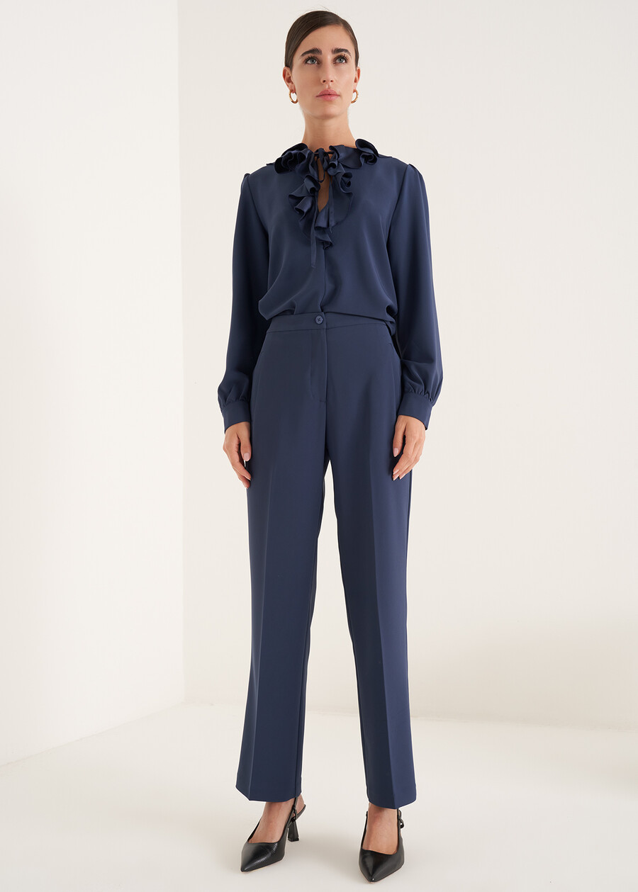 Cristel blouse with ruffles BLU MIDNIGHT Woman , image number 4