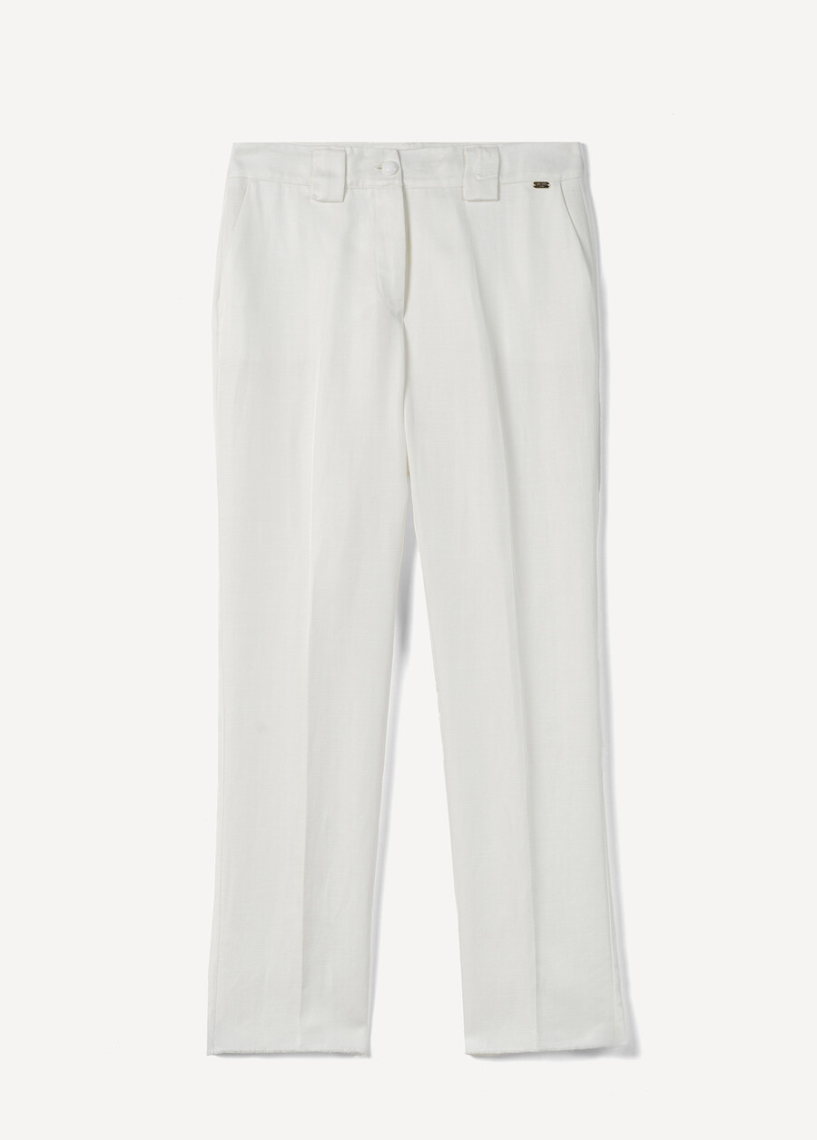 Alice-E linen e viscose trousers BLUMARRONE JAVABIANCO WHITEBLUE TURCHESE Woman , image number 8