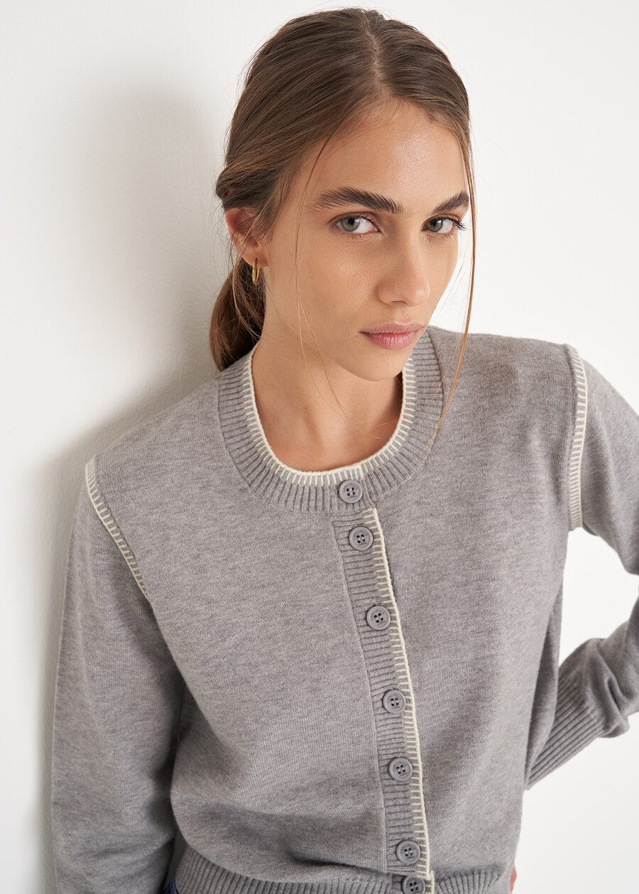 Cardigan Como in filo di viscosa GRIGIO GREYBLU Donna , immagine n. 2