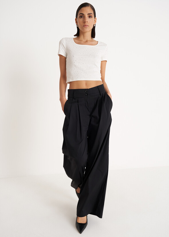 Pantalone a zampa Perteo NERO BLACK Donna null