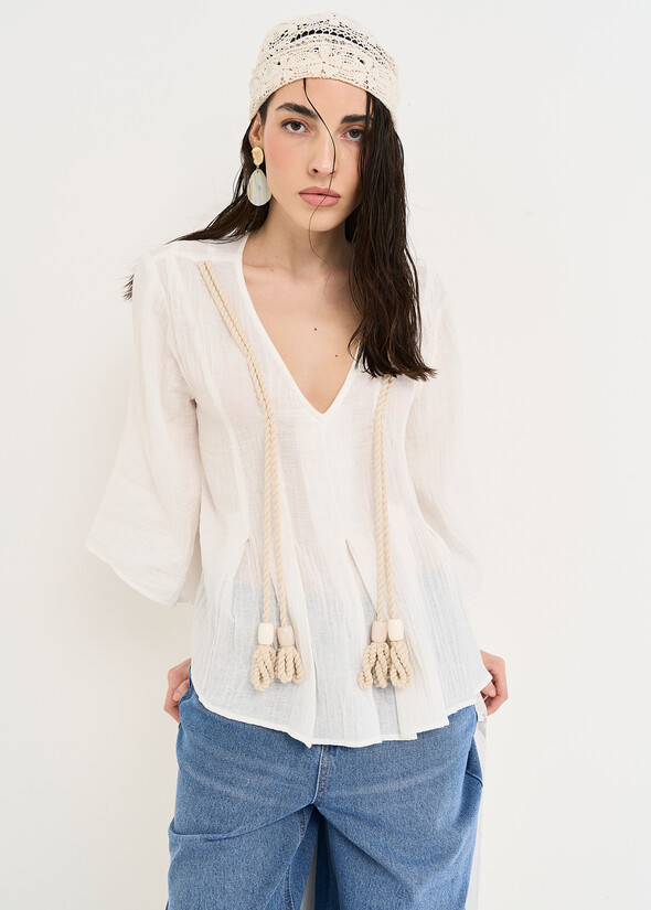 Blusa Betsy cotone e volant BIANCO WHITE Donna null