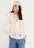 Blusa Betsy cotone e volant BIANCO WHITE Donna immagine n. 1