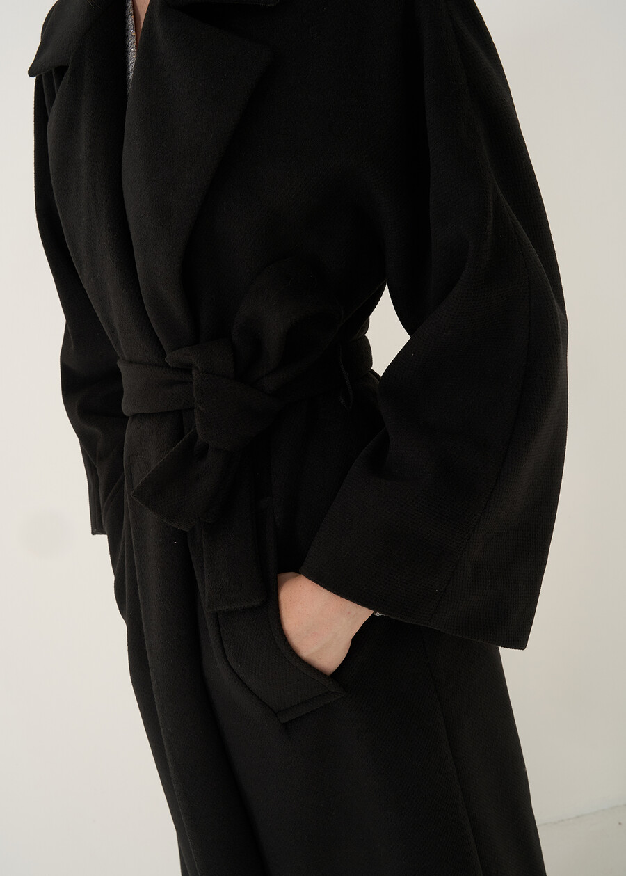 Cloud diagonal cloth wrap coat NERO Woman , image number 4