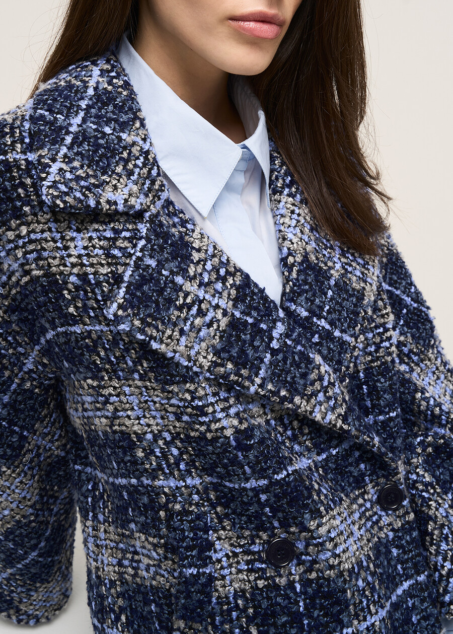 Cappotto corto Carl in boucl&eacute; a quadri BLU BLUE Donna , immagine n. 3