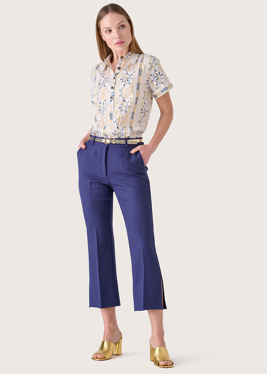 Pantalone Jacquelic effetto stuoia BLUE OLTREMARE MARRONE AMBER Donna , immagine n. 1