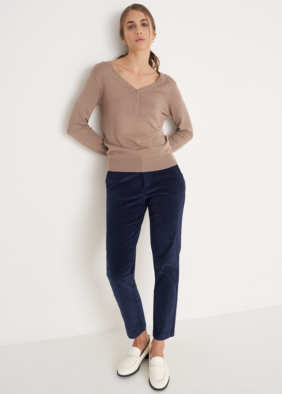 Pantalone Alicez in velluto di cotone BIANCO BURROBLUE OLTREMARE  Donna , immagine n. 1