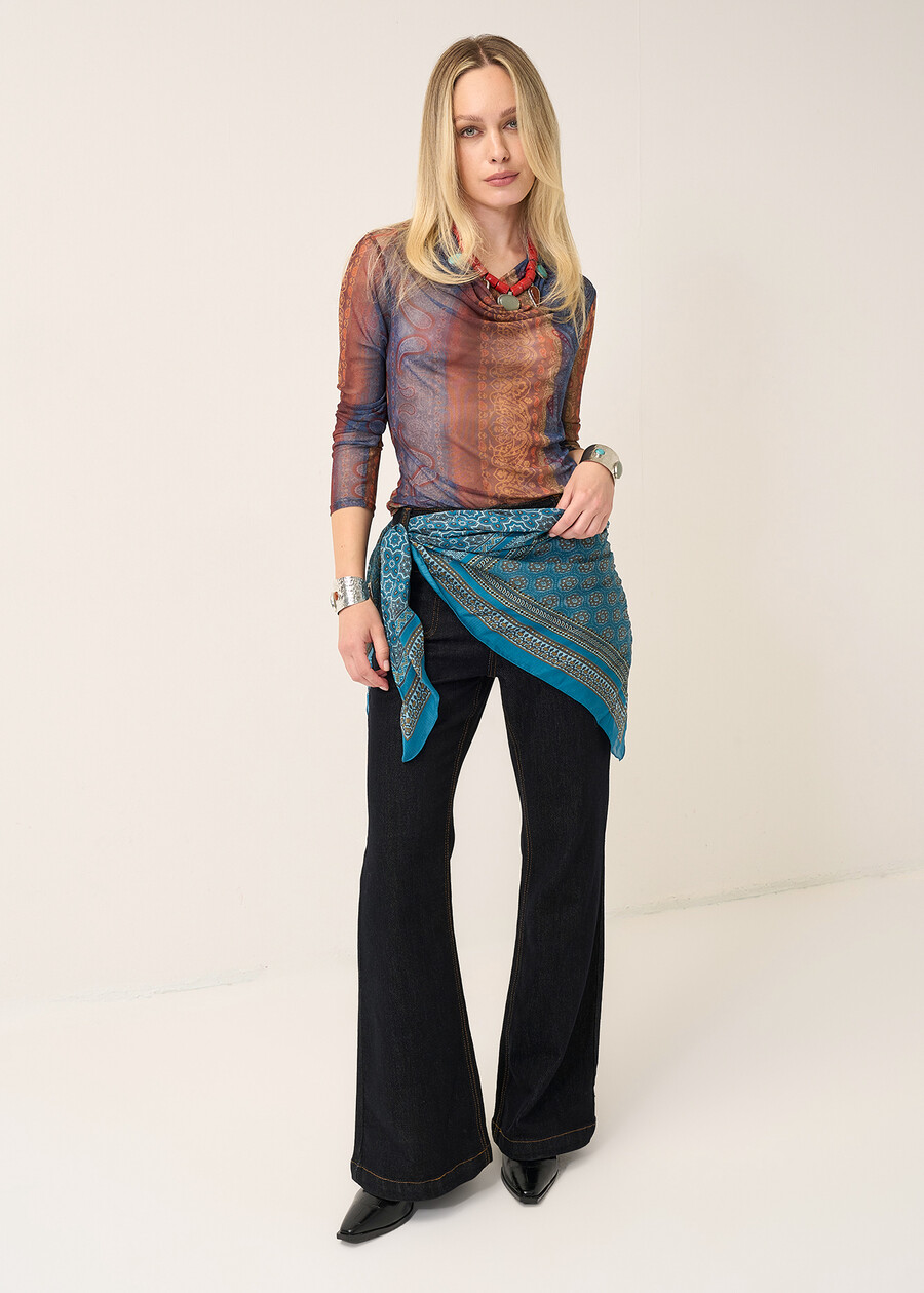 Sandy paisley print mesh T-shirt MARRONE MOKA Woman , image number 4