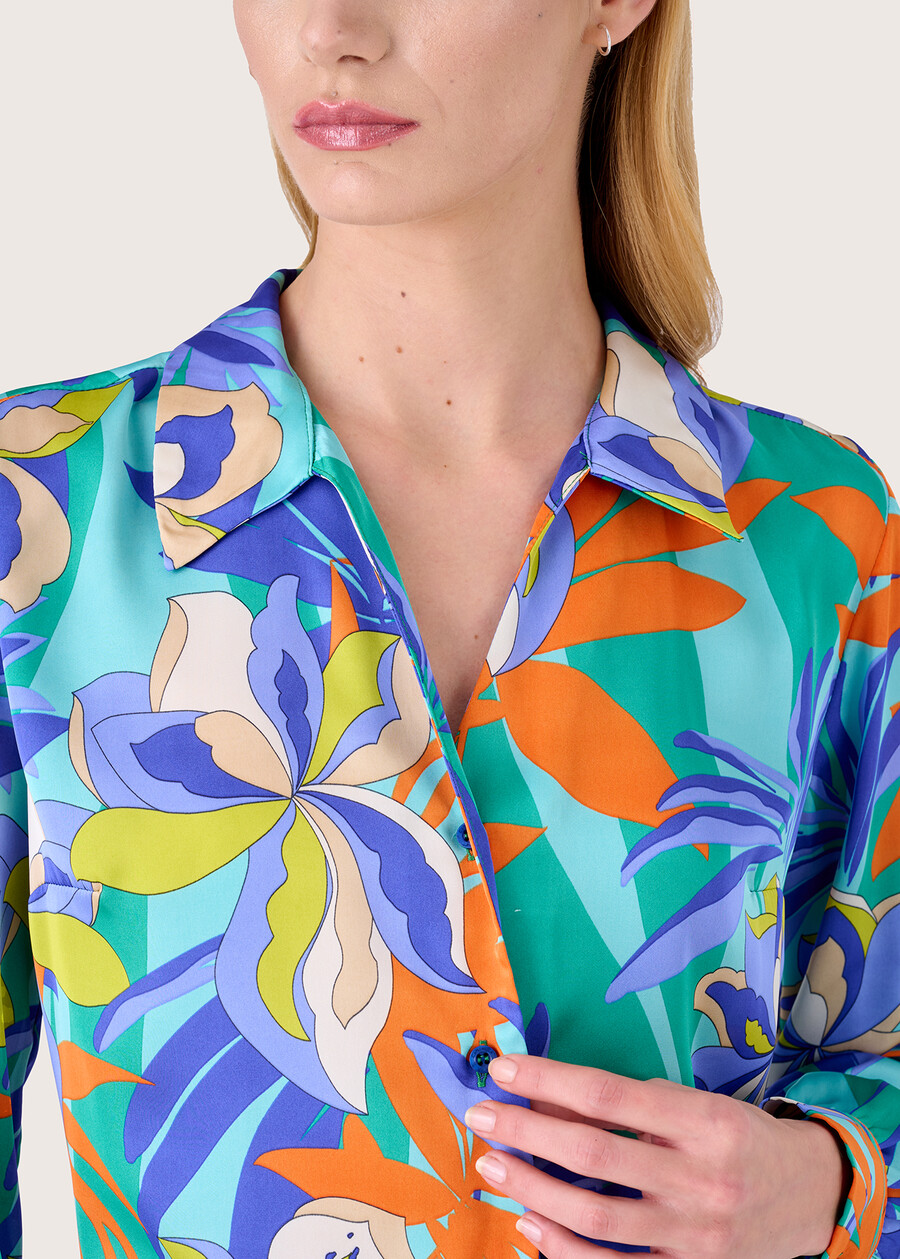 Clizia shirt in patterned satin BLUE PACIFICVERDE GARDEN Woman , image number 2