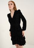 Amor flock short dress with ruffles NERO Woman image number 1