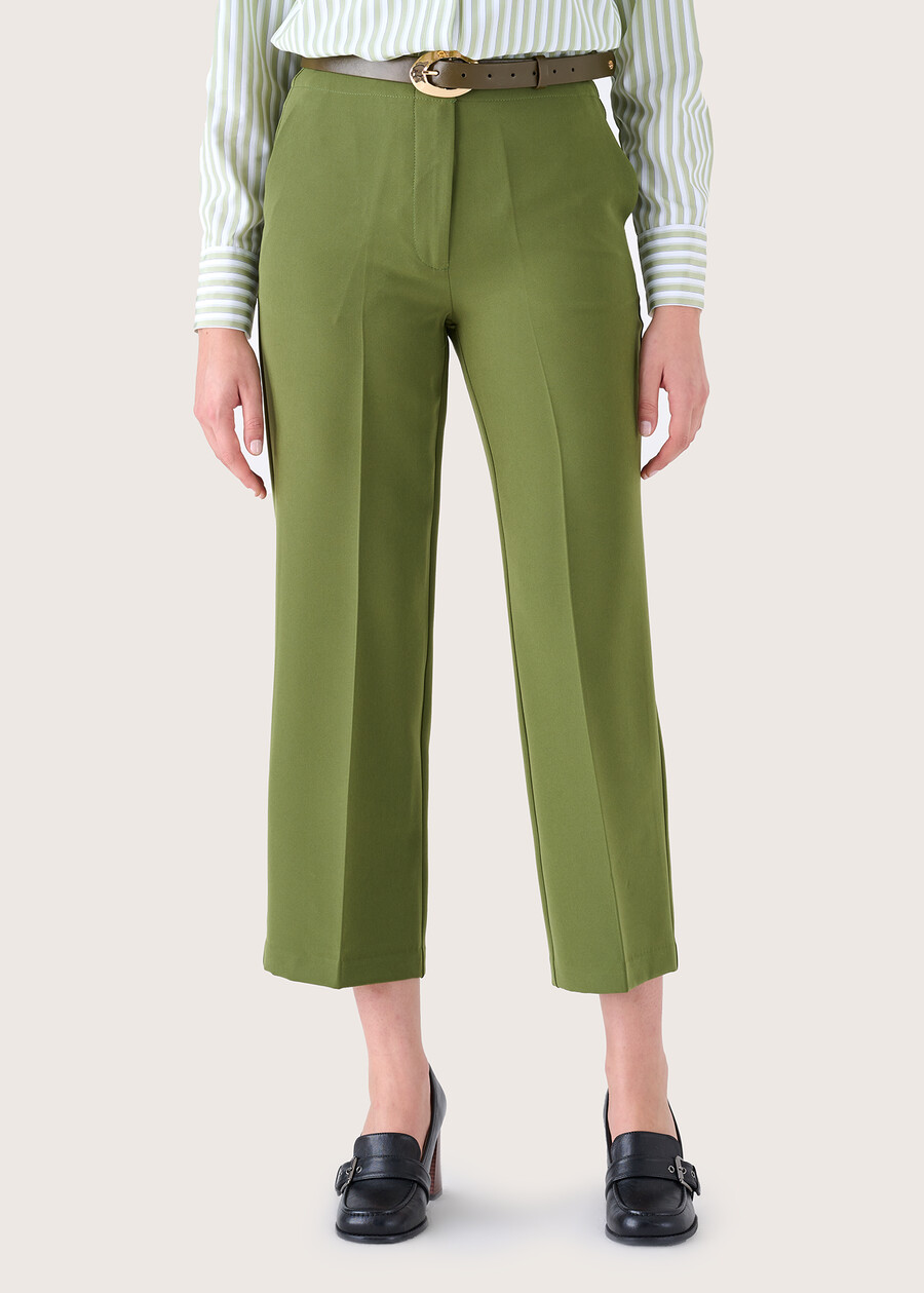 Sara technical fabric trousers VERDE AVOCADO Woman , image number 3