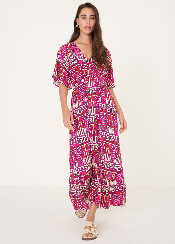 Abito Amira Fantasia Geometrica ROSSO Donna null