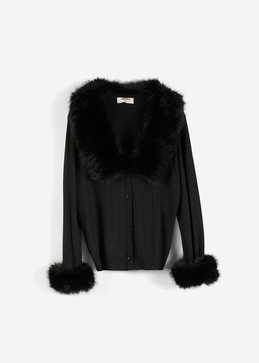 Cardigan Colett con ecopelliccia NERO BLACKGOLD Donna , immagine n. 6