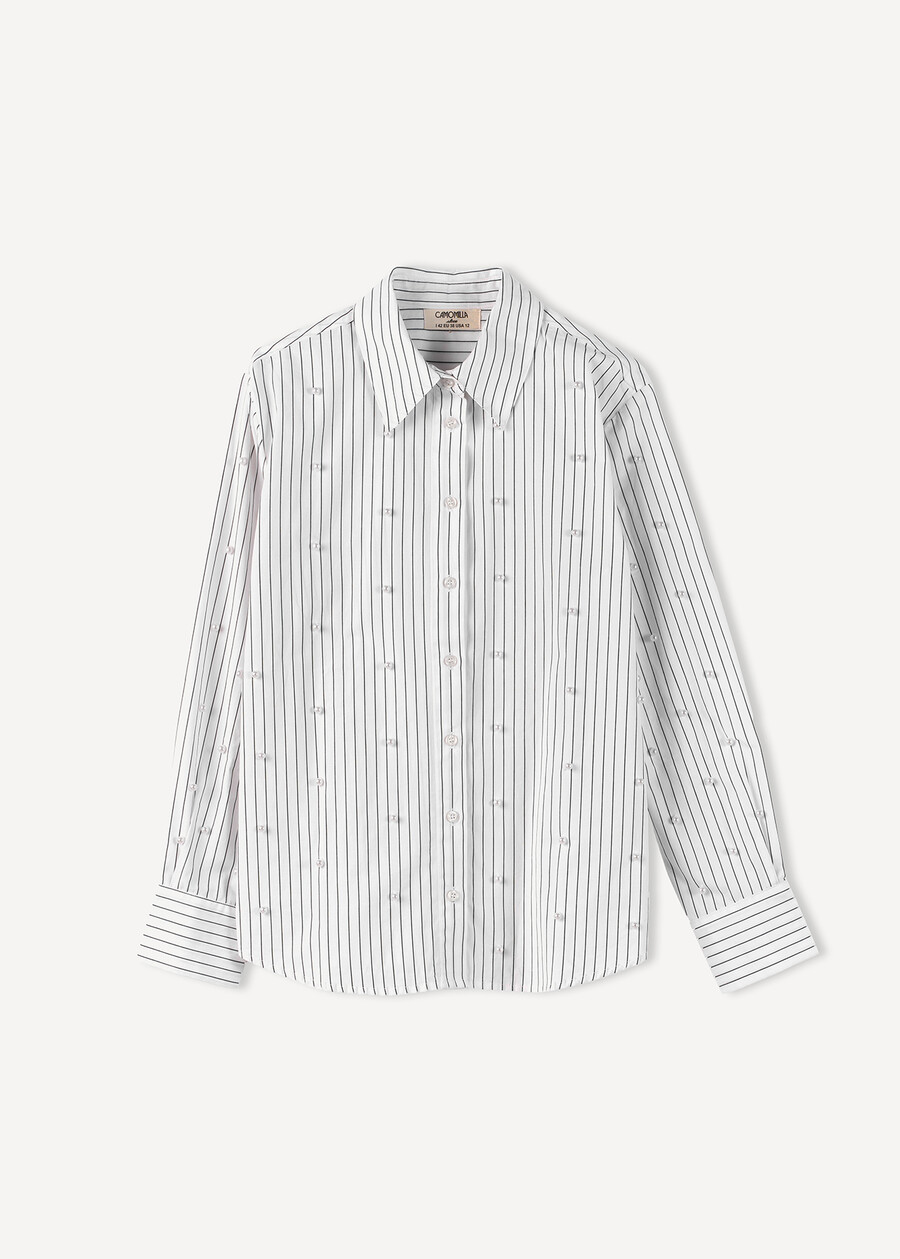 Cassya striped shirt with pearls BIANCO WHITE Woman , image number 5