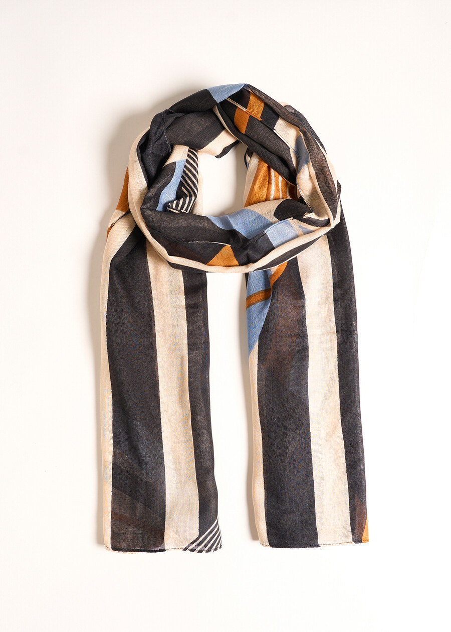 Sciarpa Suemi in viscosa BLU MIDNIGHTNERO BLACK Donna , immagine n. 2