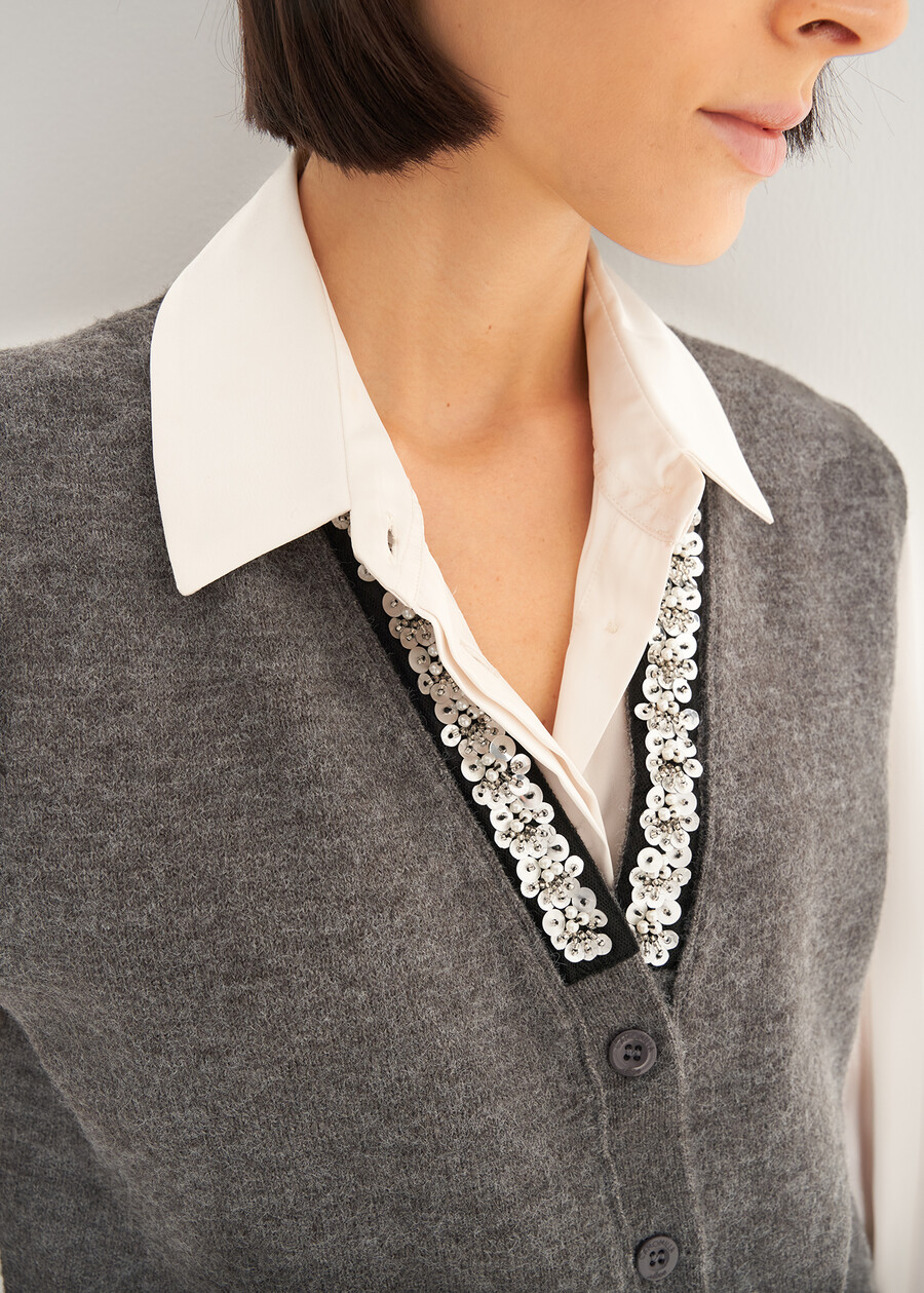 Gilet Gioel con paillettes GRIGIO MEDIUM GREYVIOLA VINACCIA Donna , immagine n. 2