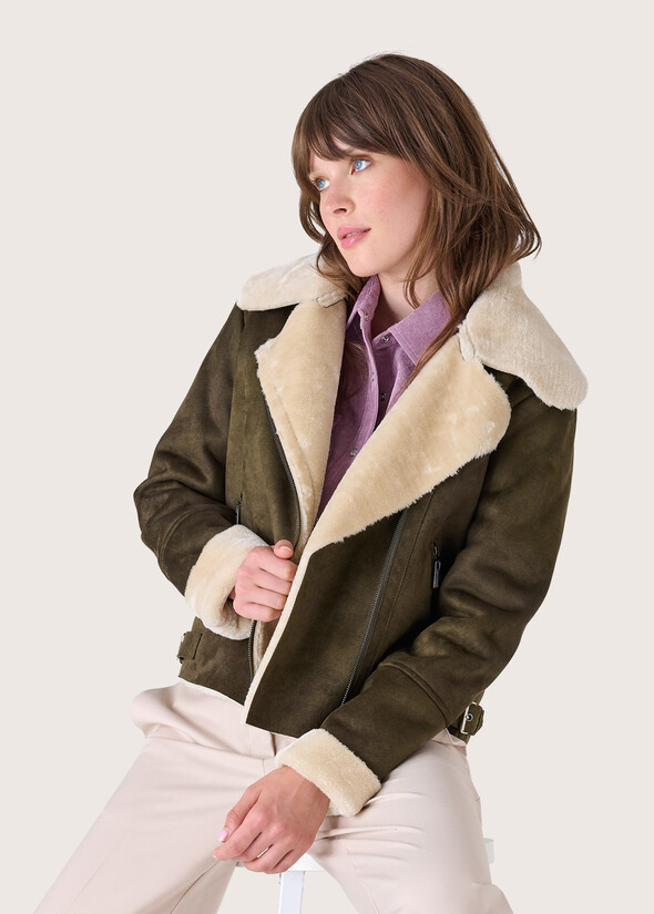 Giacca Gomez inserti in eco-pelo VERDE CARCIOFO Donna null