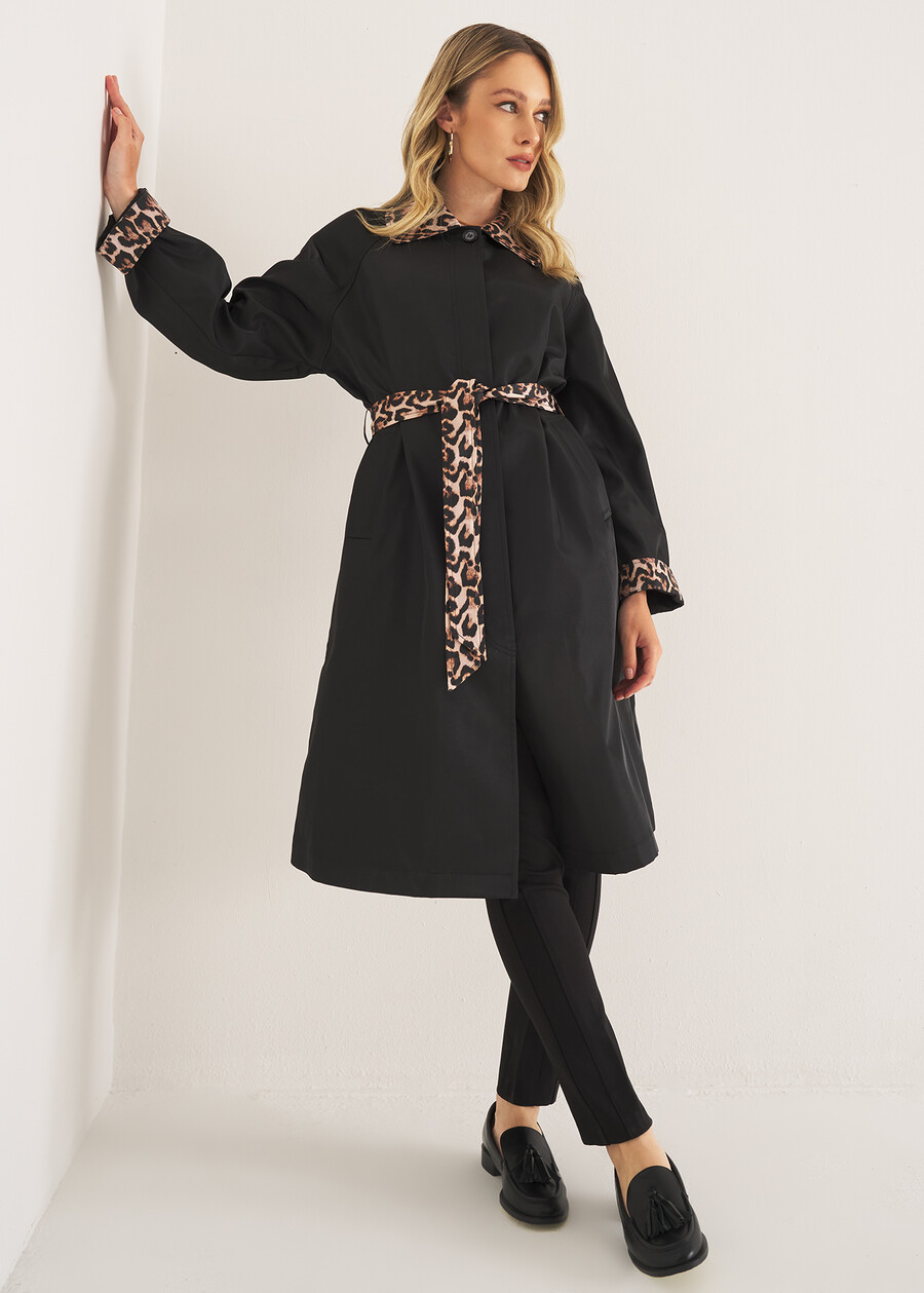Thom trench coat with animal-print details NERO BLACK Woman , image number 2