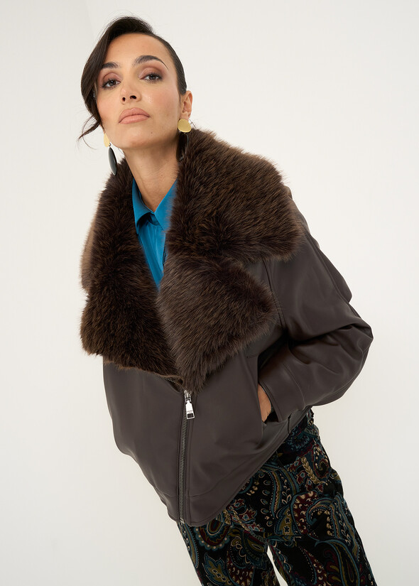 Giacca biker Gilbert in ecopelle MARRONE Donna null
