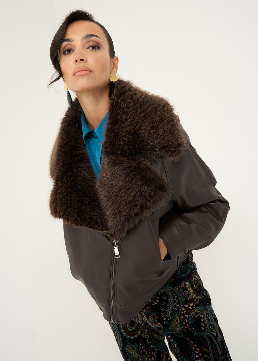 Giacca biker Gilbert in ecopelle MARRONE Donna , immagine n. 1