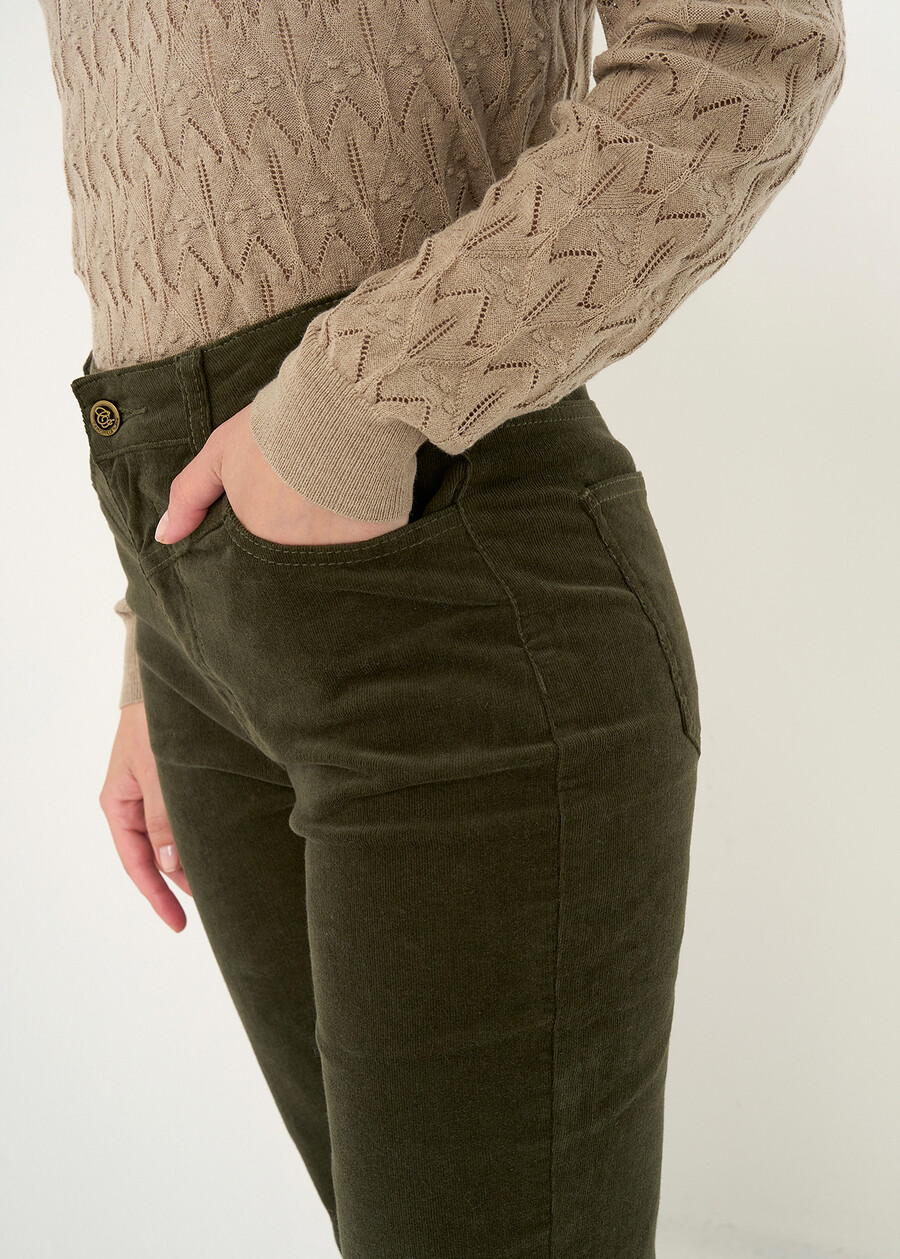 Pantaloni Cindy flare in velluto VERDEMARRONE Donna , immagine n. 3