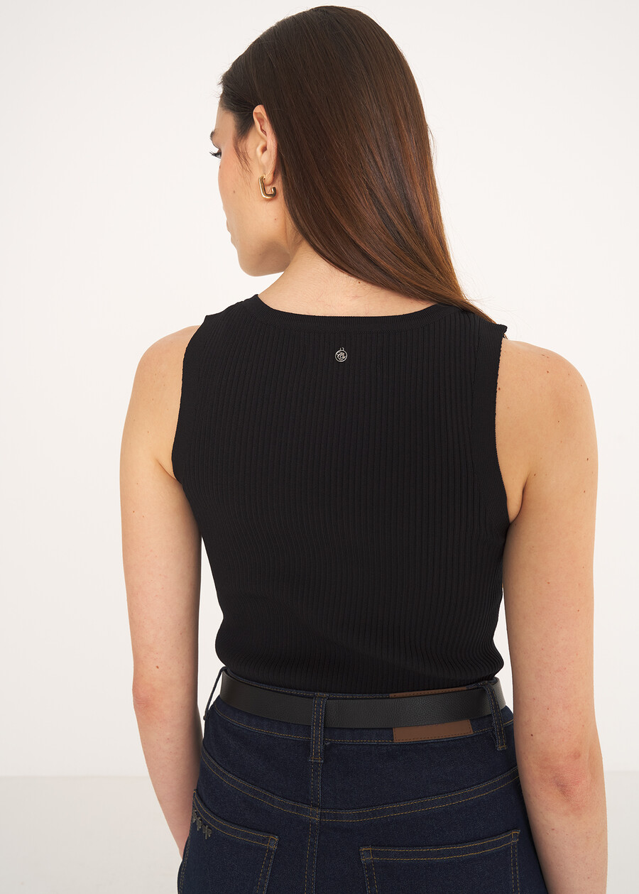 Top Troisi a costine NERO BLACK Donna , immagine n. 3