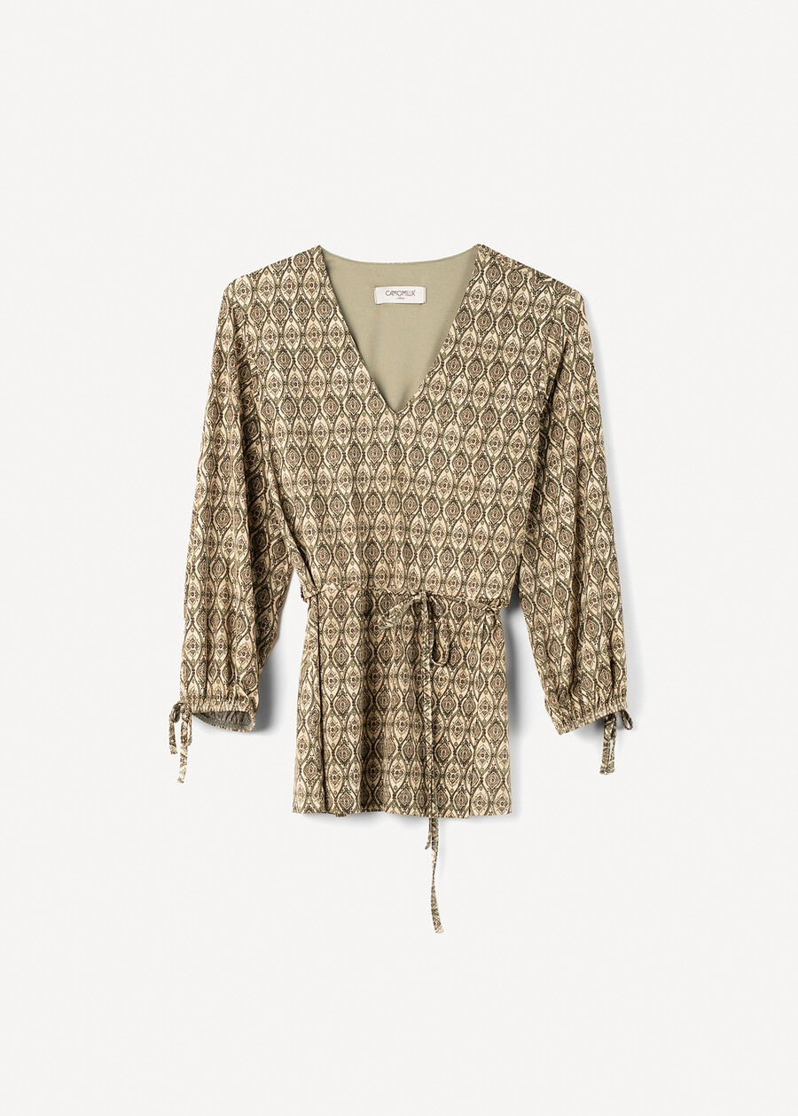 Saffie printed T-shirt with waist belt VERDE ALGA Woman , image number 5