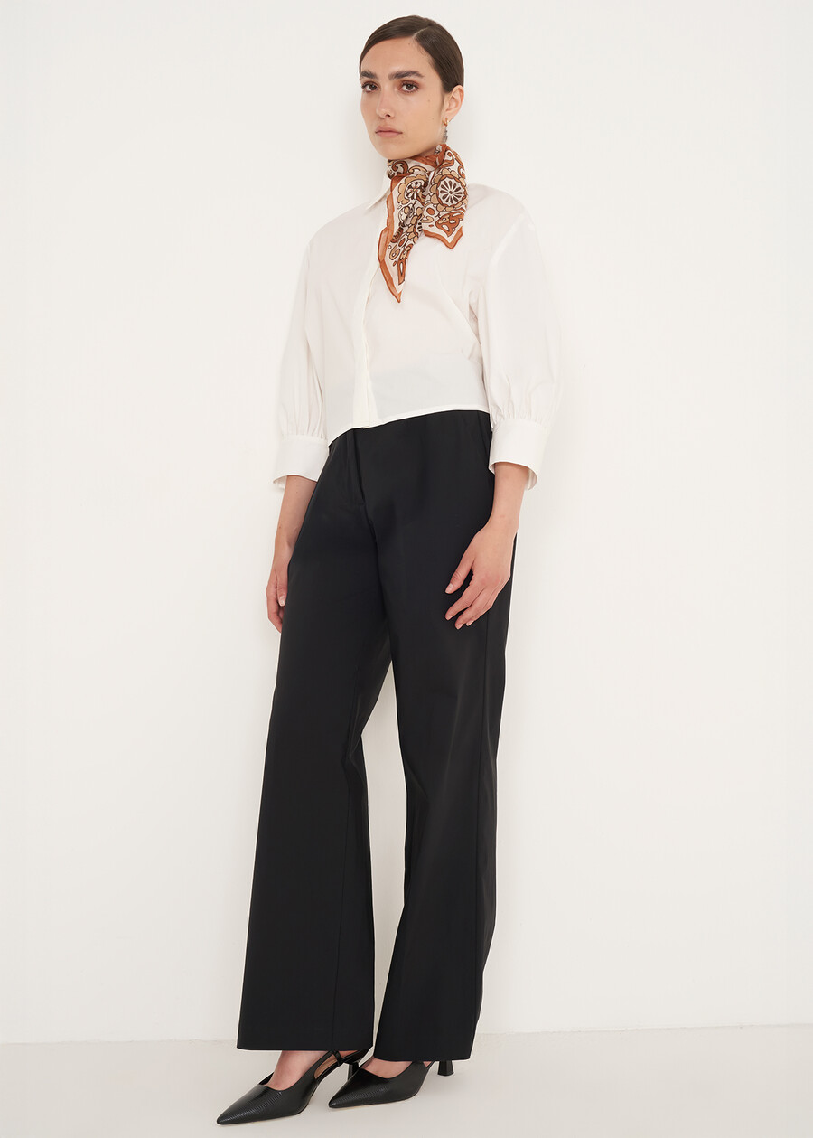 Claudia cropped cotton shirt BIANCO WHITE Woman , image number 4