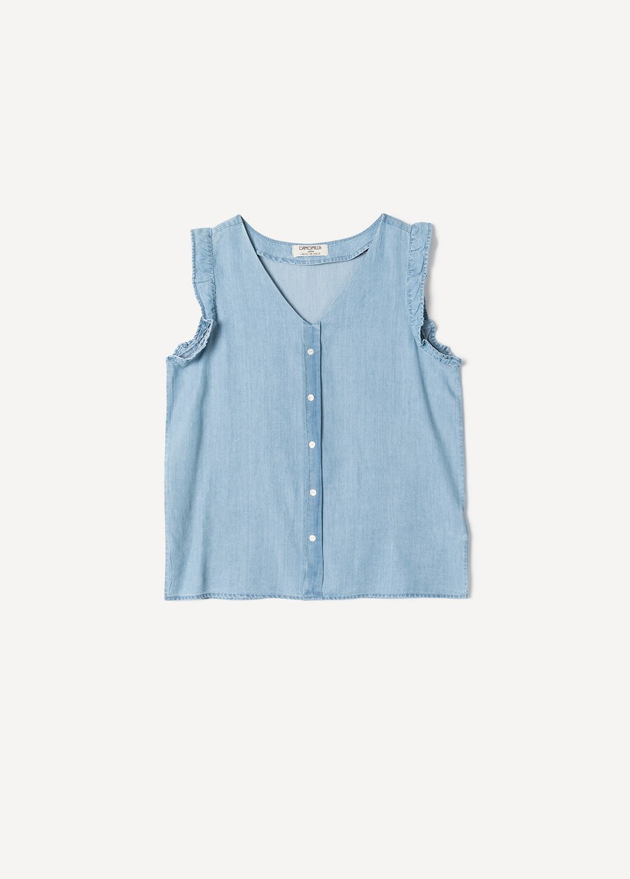 Top Tally in lyocell DENIM MEDIUM DENIM Donna , immagine n. 5