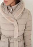 Portos long padded coat with belt NERO BLACKGRIGIO PERLA Woman image number 2